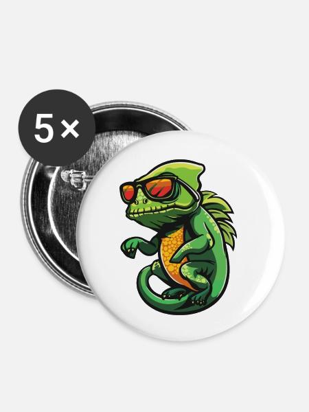 Chameleon Comic Cool - Buttons klein 25 mm (5er Pack) - Weiß