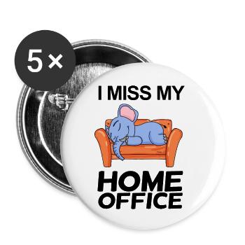Home Office Saying Funny - Buttons small 1''/25 mm (5-pack) - white - Front