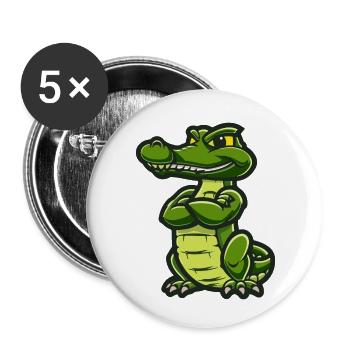 Bande dessinée alligator - Lot de 5 petits badges (25 mm) - blanc - Devant