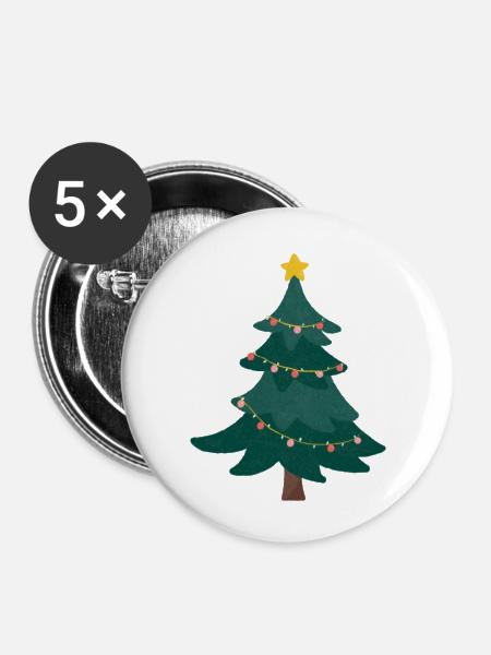 Weihnachtsbaum - Buttons klein 25 mm (5er Pack) - Weiß