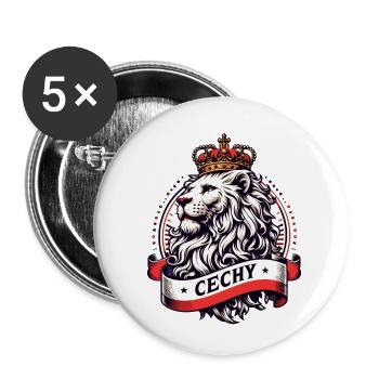 Cechy Böhmen Tschechien Löwe Flagge Geschenk - Buttons klein 25 mm (5er Pack) - Weiß - Vorne