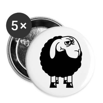 Schaf Guckt Skeptisch Kritisch Misstrauisch Starrt - Buttons klein 25 mm (5er Pack) - Weiß - Vorne