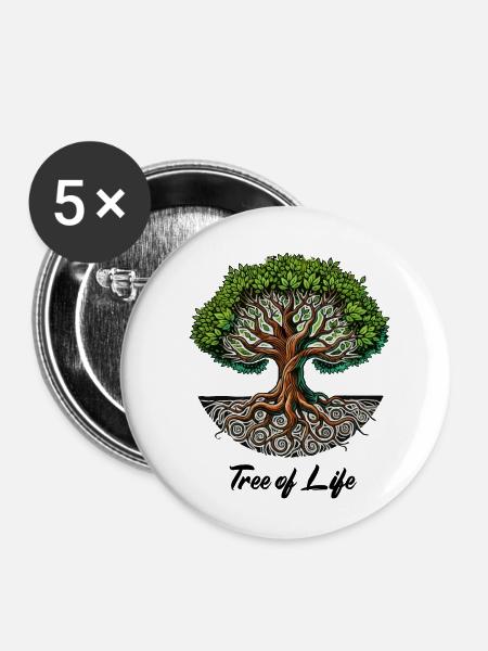 baum des lebens - Buttons klein 25 mm (5er Pack) - Weiß