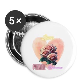 Amour - Lot de 5 petits badges (25 mm) - blanc - Devant