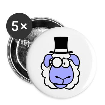 Sheep Mr. Gentleman Top Hat Monocle Glasses - Buttons small 1''/25 mm (5-pack) - white - Front