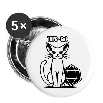 JdR Elven Katze & Würfel - TRPG Cat - Lot de 5 petits badges (25 mm) - blanc - Devant