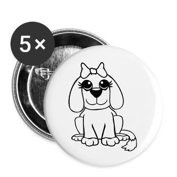 Dog Sitting Little Pretty Lady Bow Female - Buttons small 1''/25 mm (5-pack) - white - Front