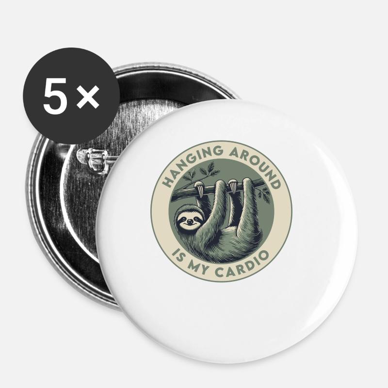 Hanging Around Is My Cardio - Buttons small 1''/25 mm (5-pack) - white