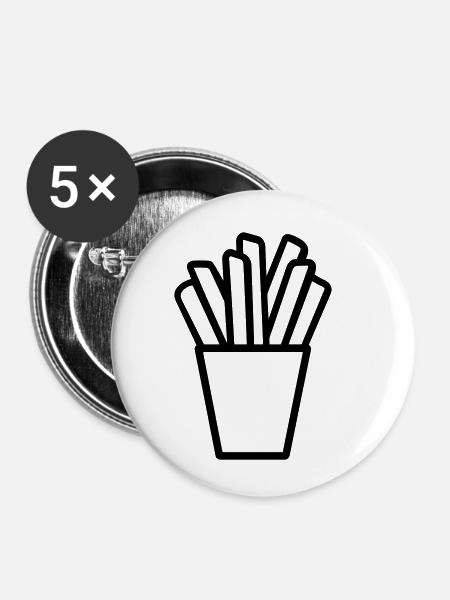 Pommes frites - Buttons klein 25 mm (5er Pack) - Weiß