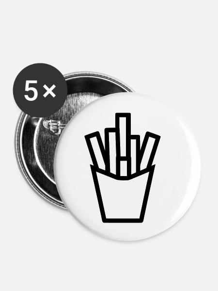 Pommes frites - Buttons klein 25 mm (5er Pack) - Weiß