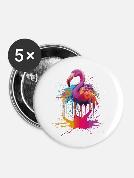 Flamingo - Buttons klein 25 mm (5er Pack) - Weiß