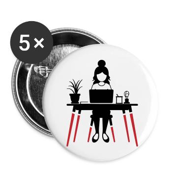 Apprendre Femme Emploi Informatique - Lot de 5 petits badges (25 mm) - blanc - Devant