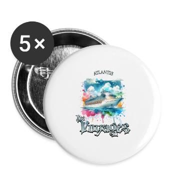 Atlantis Sea Voyages – Cruise Watercolor Design - Buttons small 1''/25 mm (5-pack) - white - Front