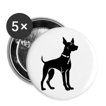 Doberman Dog - Buttons small 1''/25 mm (5-pack) - white - Front