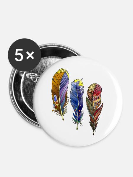 Feder - Buttons klein 25 mm (5er Pack) - Weiß