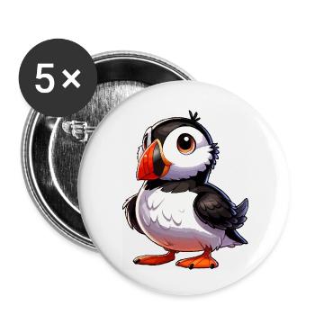 Macareux - Lot de 5 petits badges (25 mm) - blanc - Devant