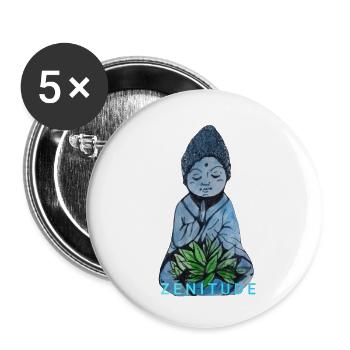 Romantique bouddhiste asie inde, lotus bleu - Lot de 5 petits badges (25 mm) - blanc - Devant