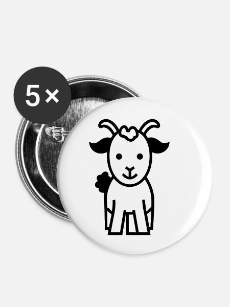 Ziegenbock - Buttons klein 25 mm (5er Pack) - Weiß