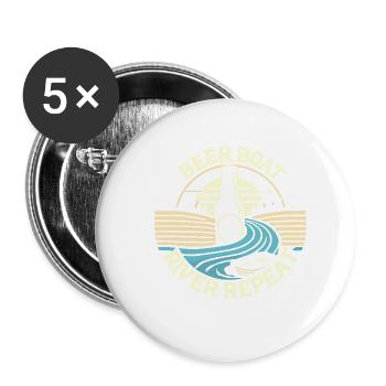 Bierboot-Fluss-Wiederholung - Buttons klein 25 mm (5er Pack) - Weiß - Vorne