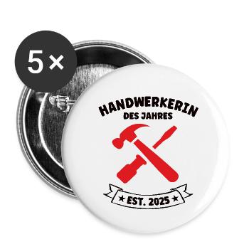 Handwerkerin Des Jahres 2025 Abschluß Ausbildung - Buttons klein 25 mm (5er Pack) - Weiß - Vorne