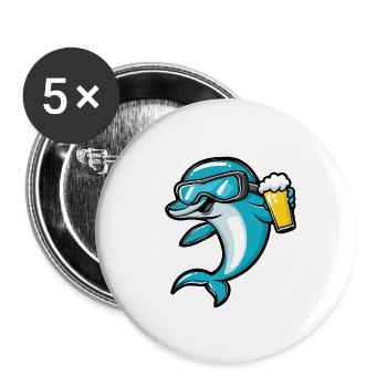 Bière d’après-ski Delfin - Lot de 5 petits badges (25 mm) - blanc - Devant