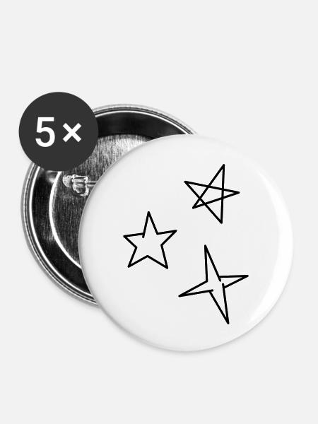 Sterne - Buttons klein 25 mm (5er Pack) - Weiß
