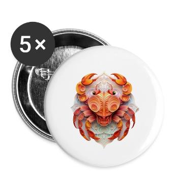 Signe du zodiaque Cancer - Lot de 5 petits badges (25 mm) - blanc - Devant