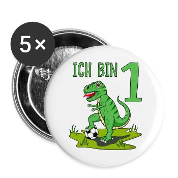 Dinosaur Rex Football 1 Birthday - Buttons small 1''/25 mm (5-pack) - white - Front