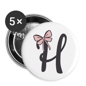 Initial letter H Ribbon - Buttons small 1''/25 mm (5-pack) - white - Front