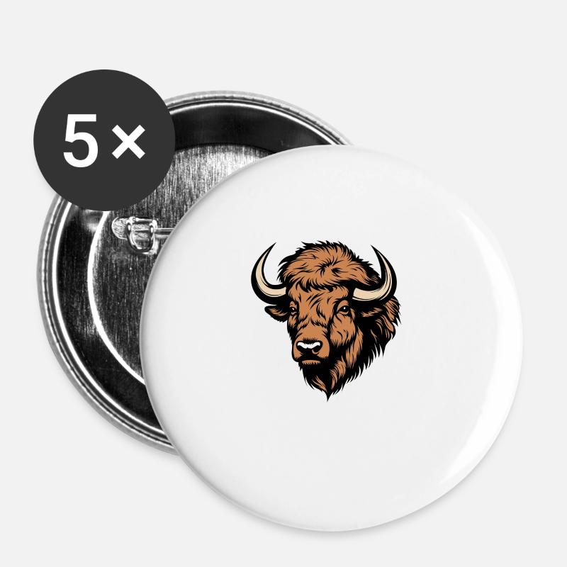 Resilient Bison - Buttons small 1''/25 mm (5-pack) - white