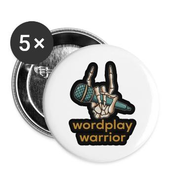 Poetry Slam Wortspiel Krieger Slam-poesie - Buttons klein 25 mm (5er Pack) - Weiß - Vorne