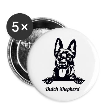 Cartoon Duitse Herder - Holländischer Schäferhund - Buttons klein 25 mm (5er Pack) - Weiß - Vorne