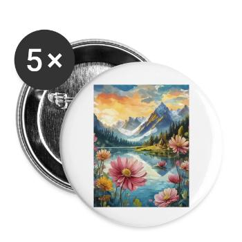 Mountains - Buttons small 1''/25 mm (5-pack) - white - Front
