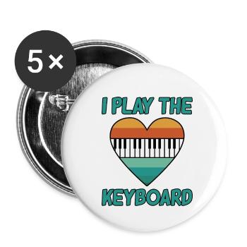 I Play The Keyboard - Buttons klein 25 mm (5er Pack) - Weiß - Vorne
