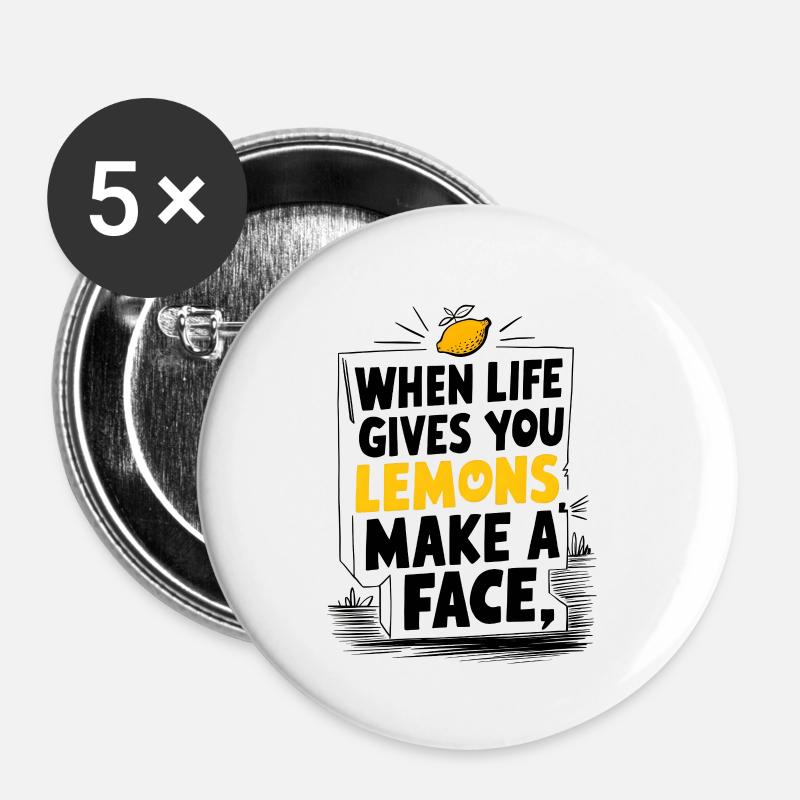 Faites un visage - Lot de 5 petits badges (25 mm) - blanc