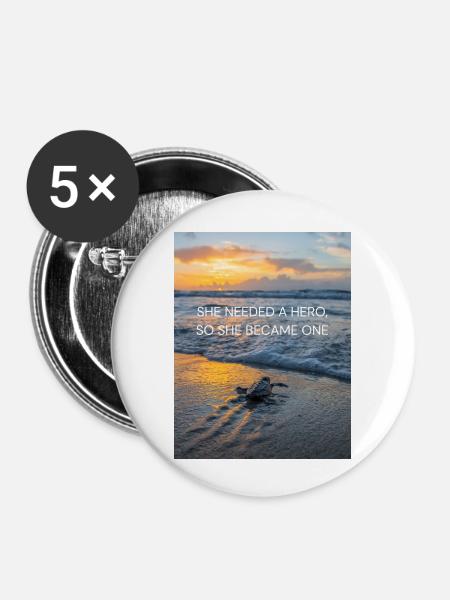 She needed a hero - Buttons klein 25 mm (5er Pack) - Weiß