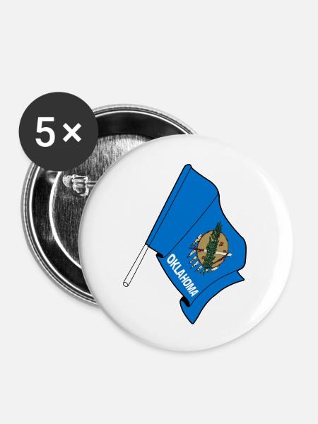 Flagge von Oklahoma - Buttons klein 25 mm (5er Pack) - Weiß