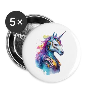 Licorne futuriste - Lot de 5 petits badges (25 mm) - blanc - Devant