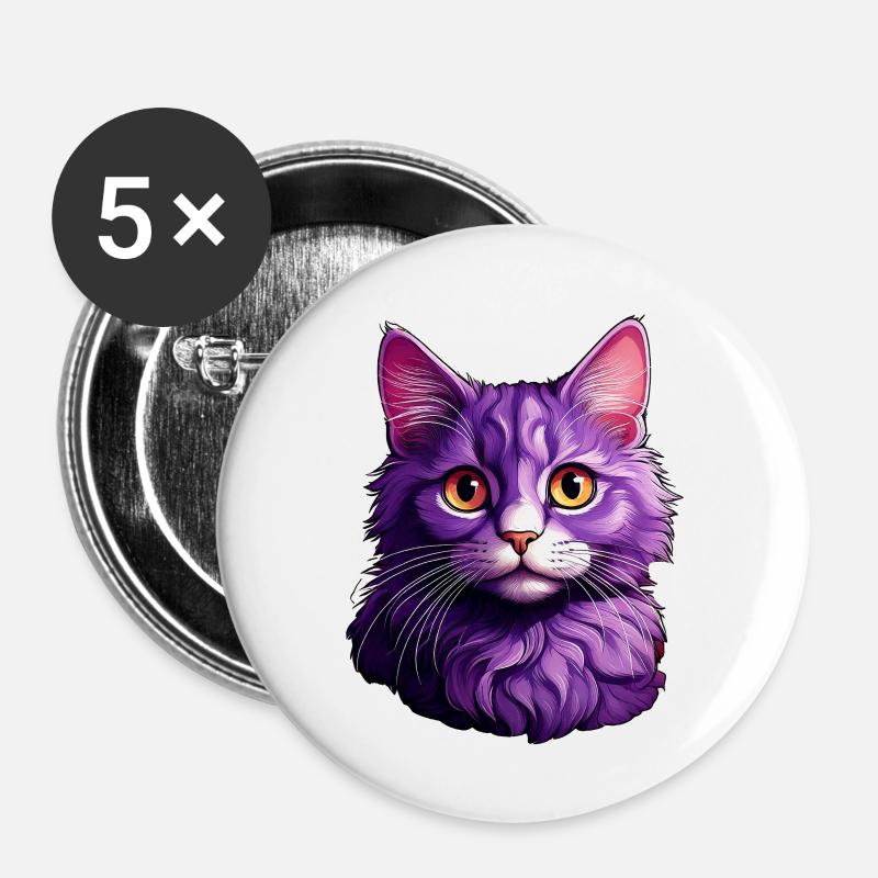 Katze modernes Design - Buttons klein 25 mm (5er Pack) - Weiß