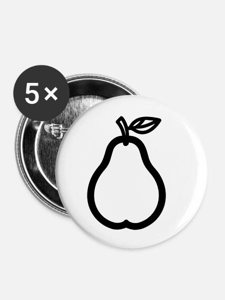 Birne - Buttons klein 25 mm (5er Pack) - Weiß