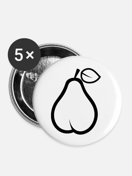 Birne - Buttons klein 25 mm (5er Pack) - Weiß