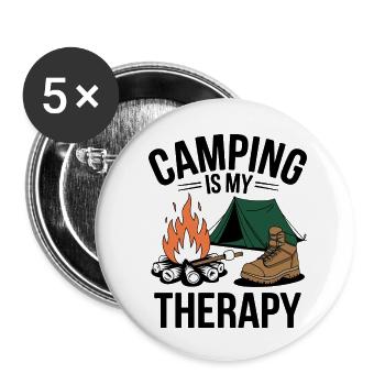 Camping is My Therapy - Buttons small 1''/25 mm (5-pack) - white - Front