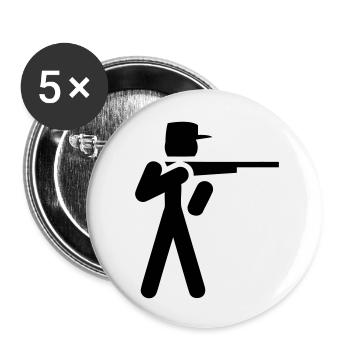 chasseur - Lot de 5 petits badges (25 mm) - blanc - Devant