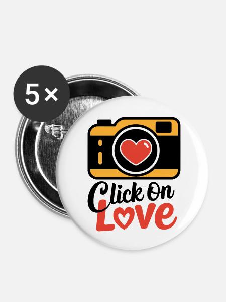 Klicken Sie auf Liebe - Buttons klein 25 mm (5er Pack) - Weiß