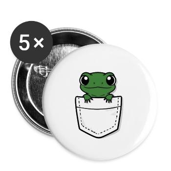 Adorable Green Gecko Peeking From White Pocket - Buttons klein 25 mm (5er Pack) - Weiß - Vorne