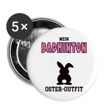 Badminton Oster Outfit Ostergeschenk Badmintonerin - Buttons klein 25 mm (5er Pack) - Weiß - Vorne
