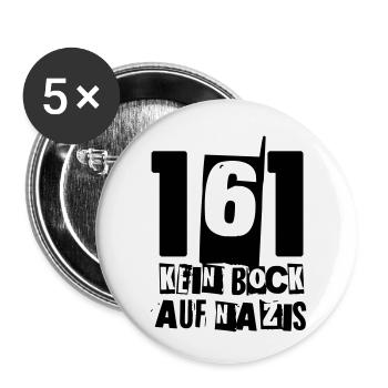 161 KEIN BOCK AUF NAZlS - Buttons klein 25 mm (5er Pack) - Weiß - Vorne