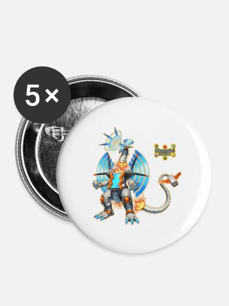 Wi-Fi Drache - Buttons klein 25 mm (5er Pack) - Weiß