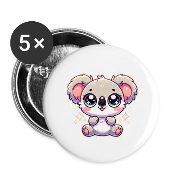 Super Cute Kawaii Baby Koala - Buttons klein 25 mm (5er Pack) - Weiß - Vorne