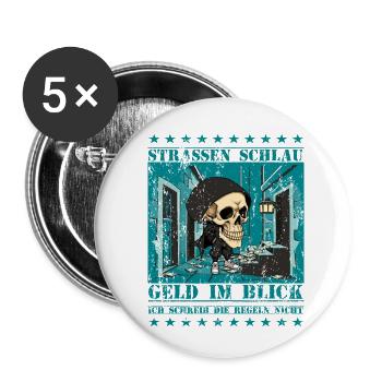 Crâne de rue - Lot de 5 petits badges (25 mm) - blanc - Devant